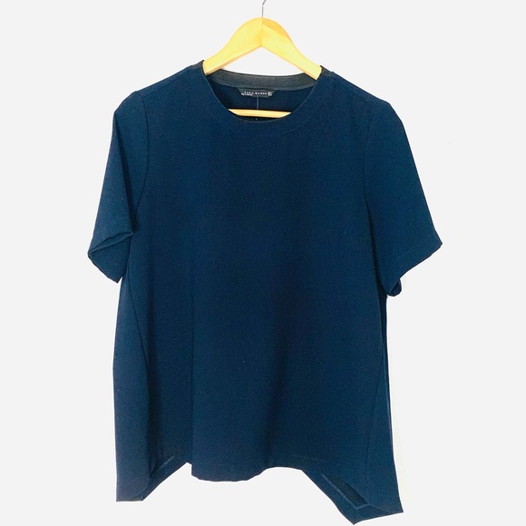 Zara Women's Size S Short Sleeve Blouse, Size: Small, Blue Black - Picture 2 of 4
